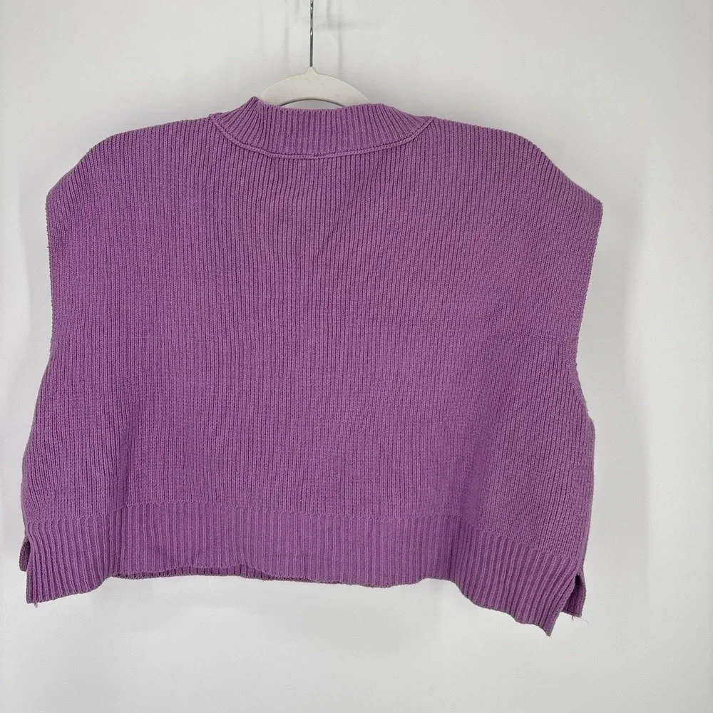Free People Knit Cropped Vest Womens Small Purple Boxy